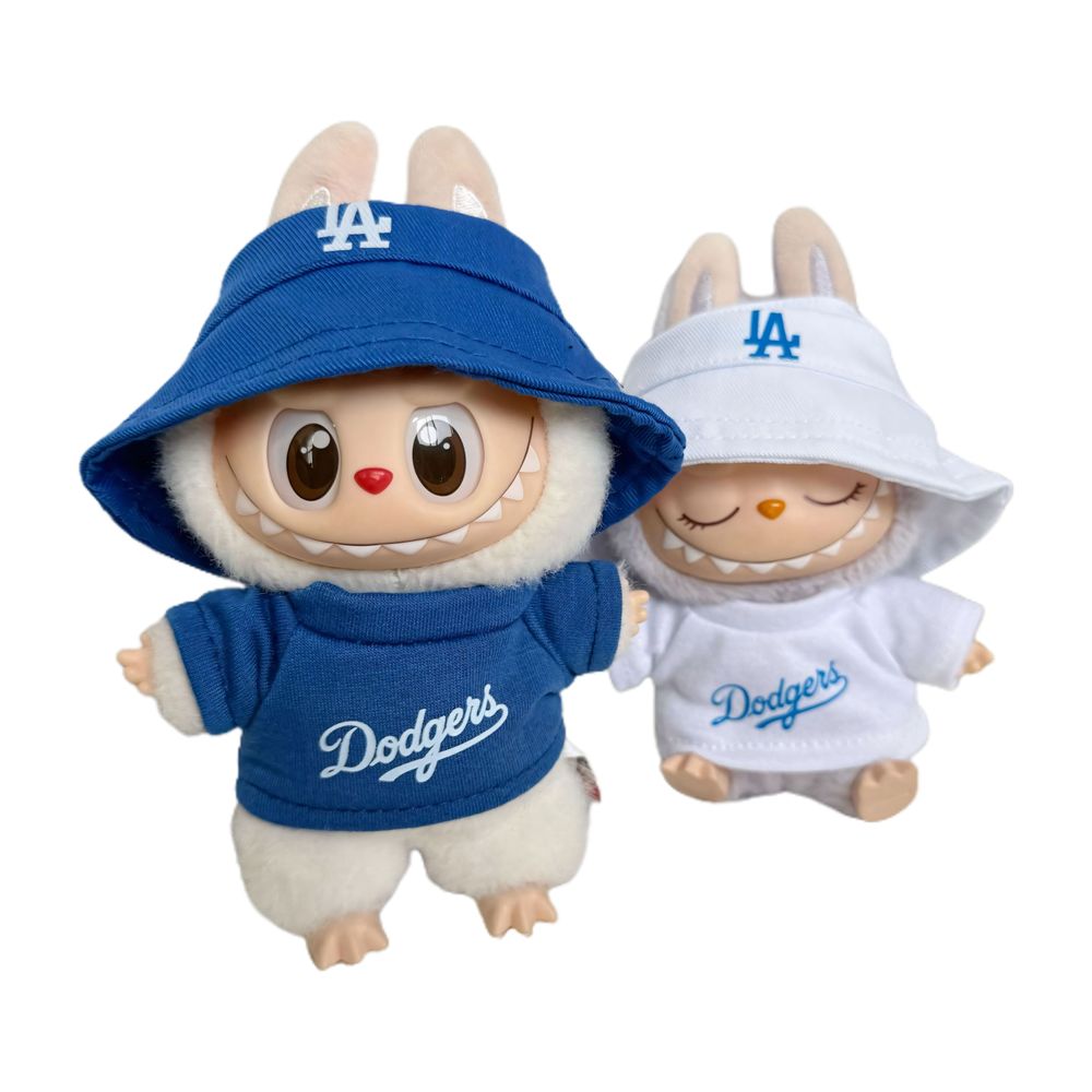 Labubu Doll Clothes LA Sportswear Set with Hoodie and Bucket Hat Labubu Outfit Dodgers Style Doll Not Included