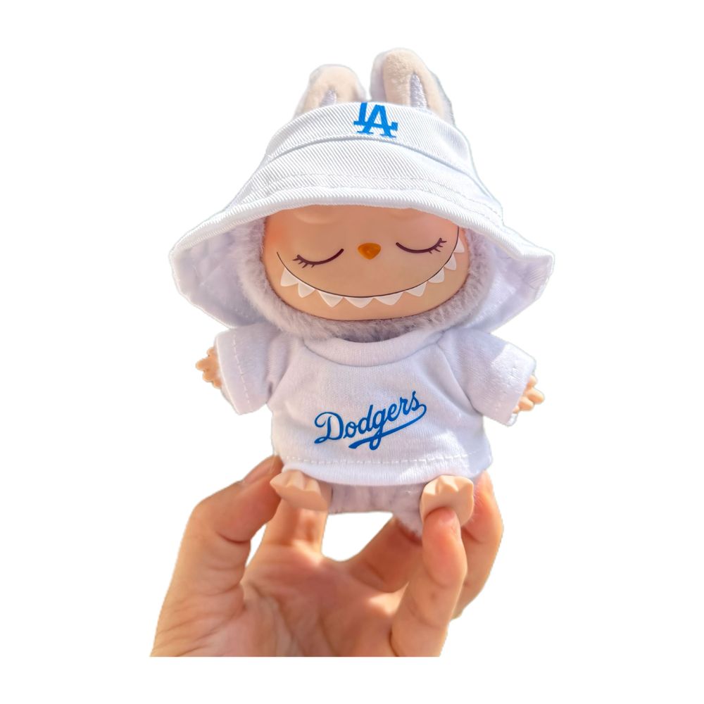 Labubu Doll Clothes LA Sportswear Set with Hoodie and Bucket Hat Labubu Outfit Dodgers Style Doll Not Included