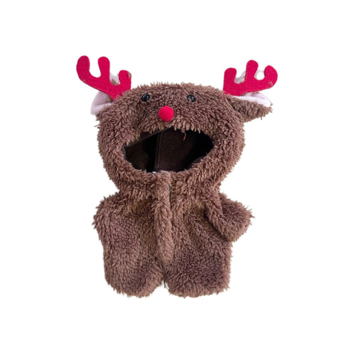 Labubu Doll Clothes Christmas Reindeer Onesie with Antlers and Red Nose Doll Not Included