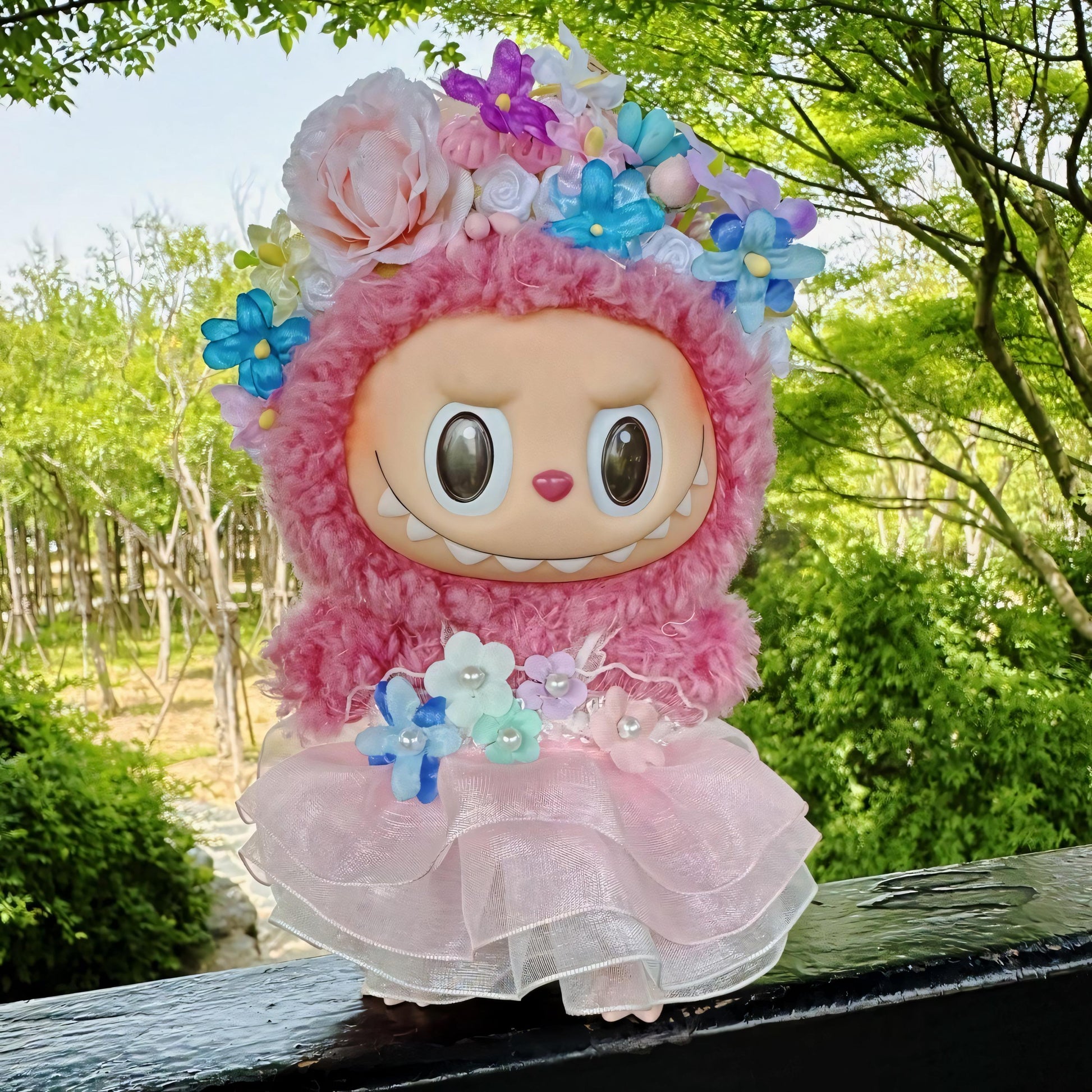Labubu Doll Clothes Cottagecore Princess Dress with Flower Crown and Hairpin Labubu Accessory Doll Not Included