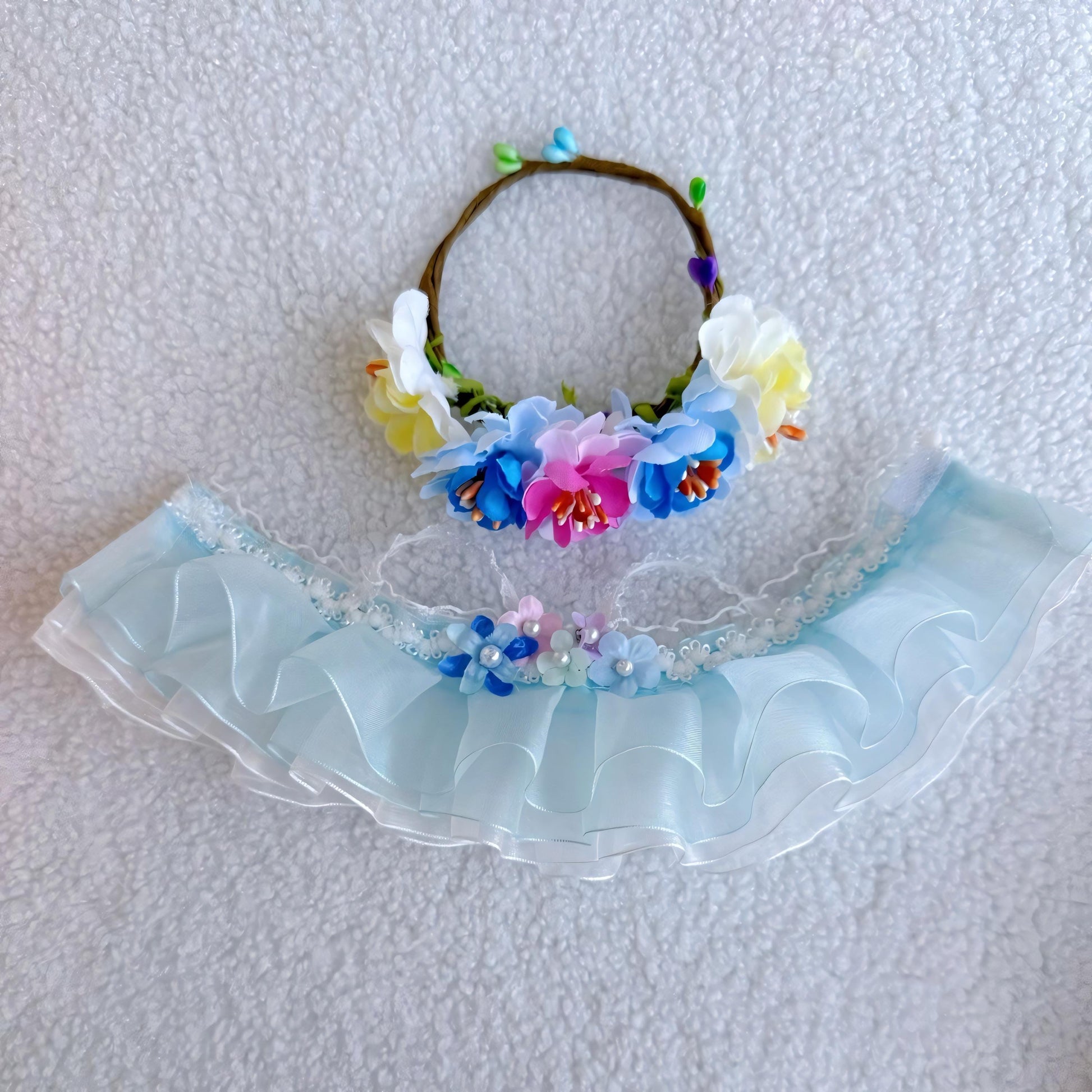 Labubu Doll Clothes Cottagecore Princess Dress with Flower Crown and Hairpin Labubu Accessory Doll Not Included