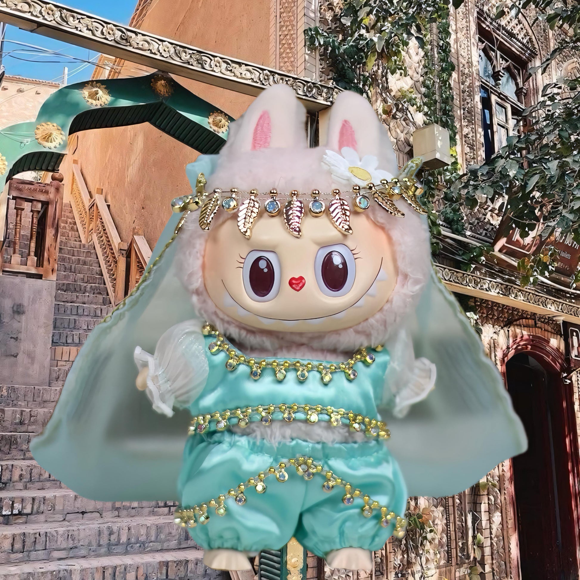 Labubu Doll Clothes Exotic Silk Road Princess Outfit with Veil and Headpiece Labubu Accessory Doll Not Included