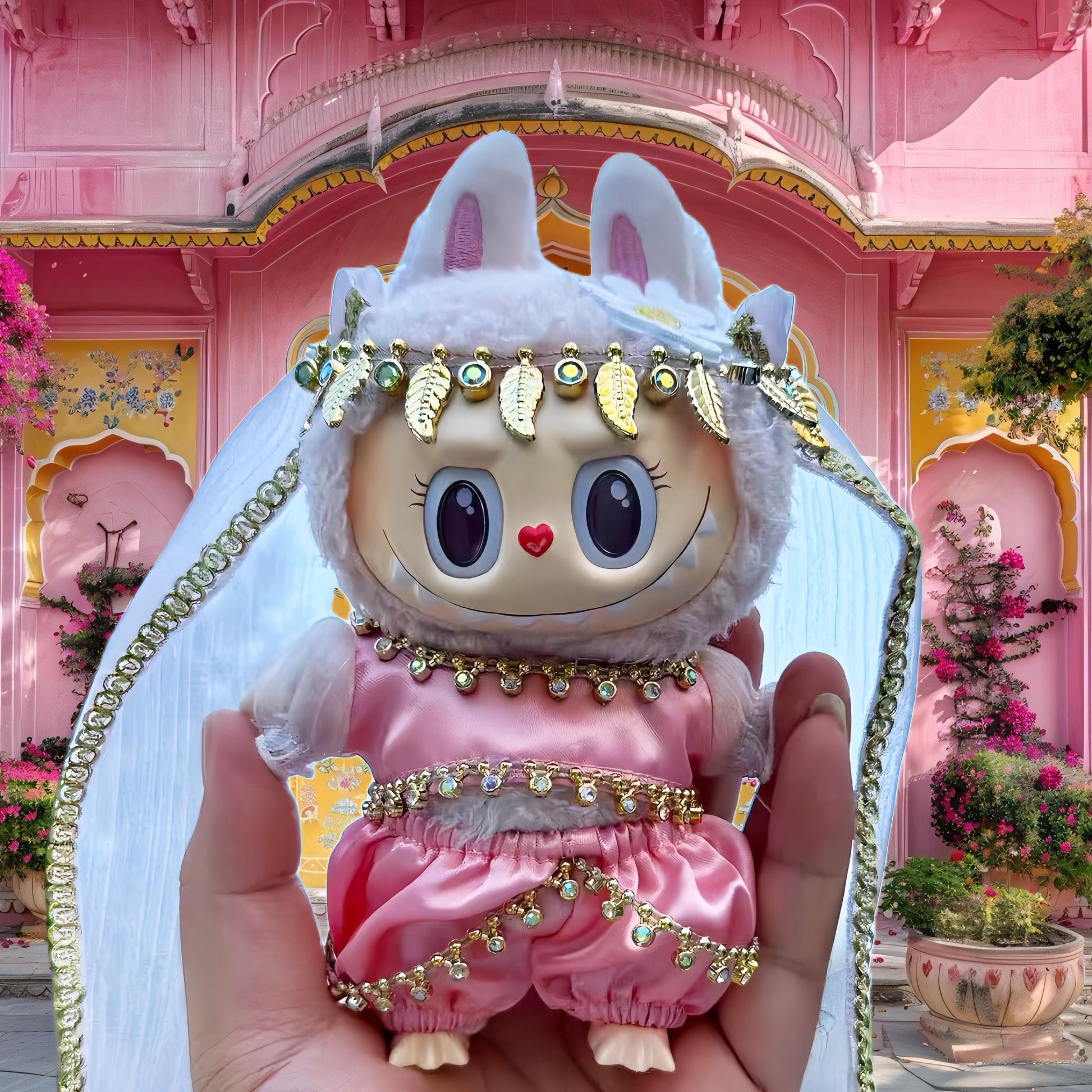 Labubu Doll Clothes Exotic Silk Road Princess Outfit with Veil and Headpiece Labubu Accessory Doll Not Included
