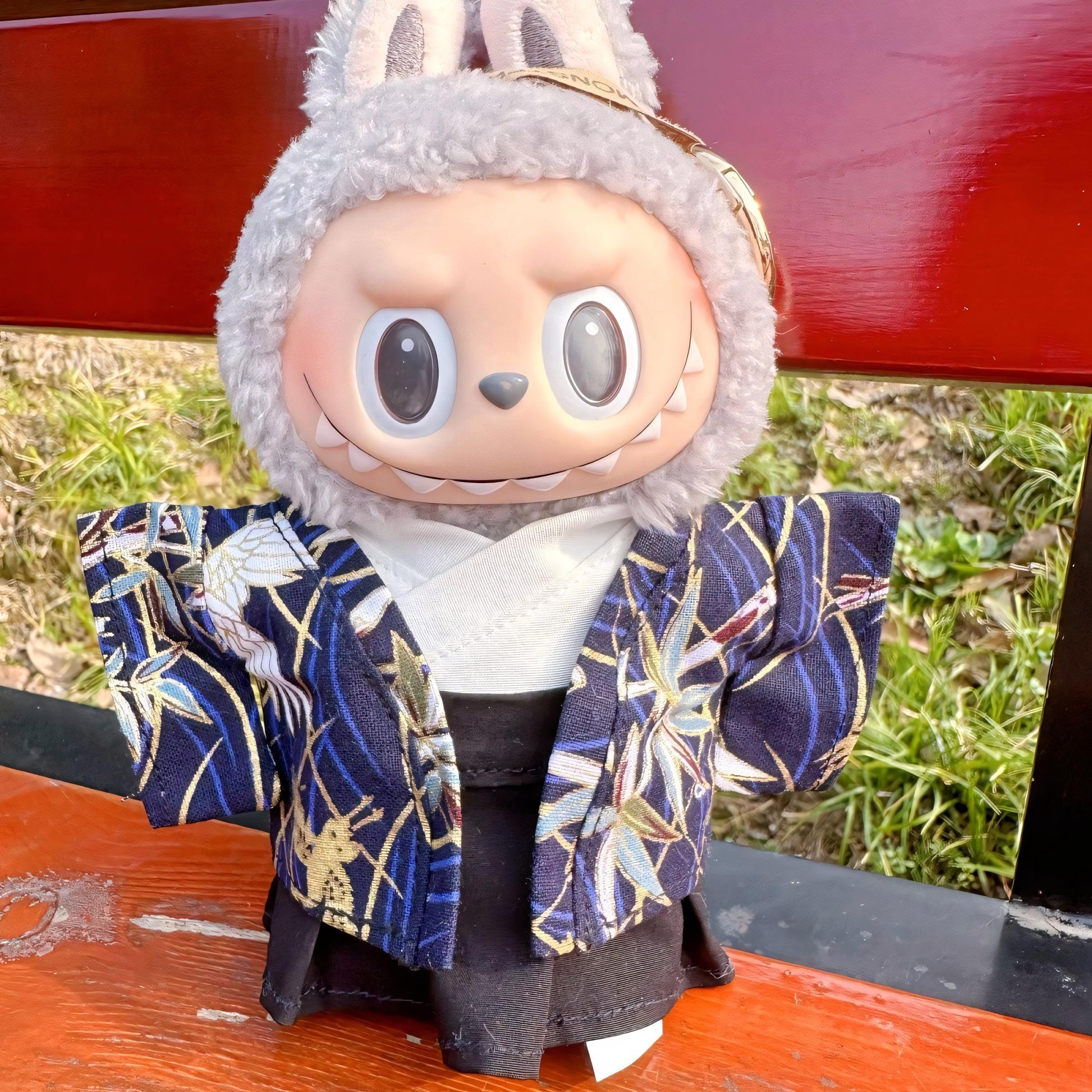Labubu Doll Clothes Traditional Mens Kimono Outfit with Hakama Pants Labubu Accessory Doll Not Included