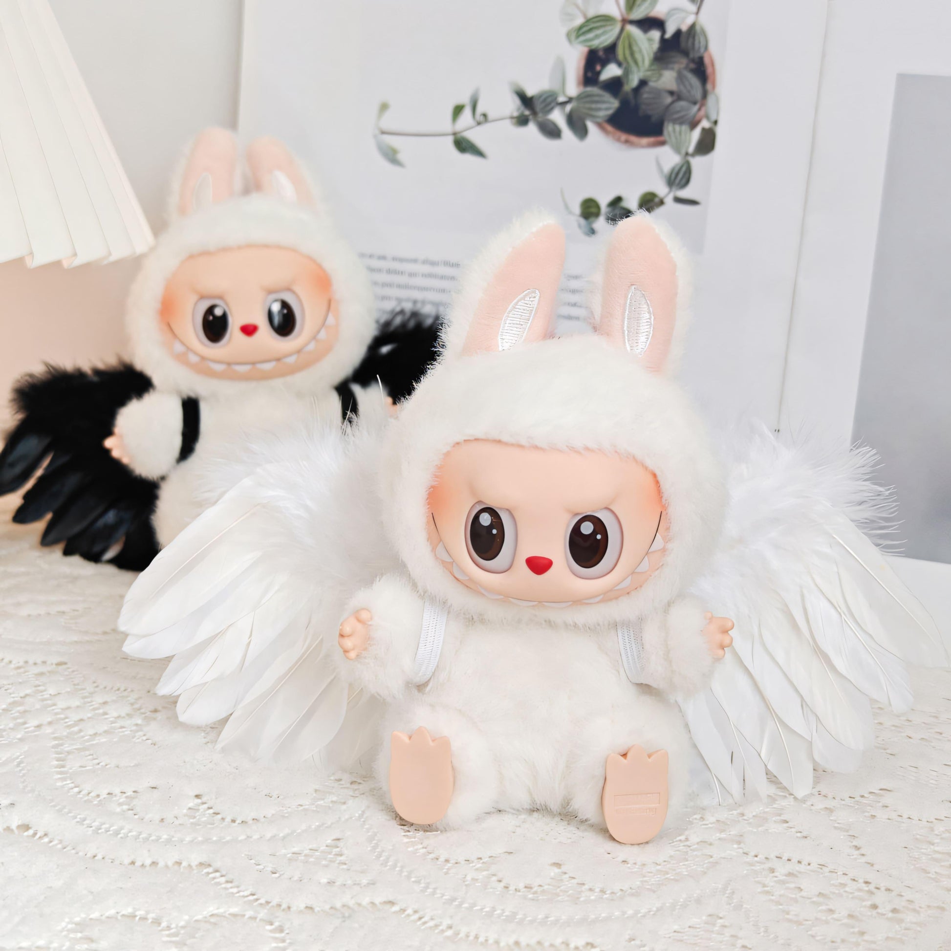 Labubu Doll Clothes White Black Angel Feather Wings Labubu Accessory Doll Not Included