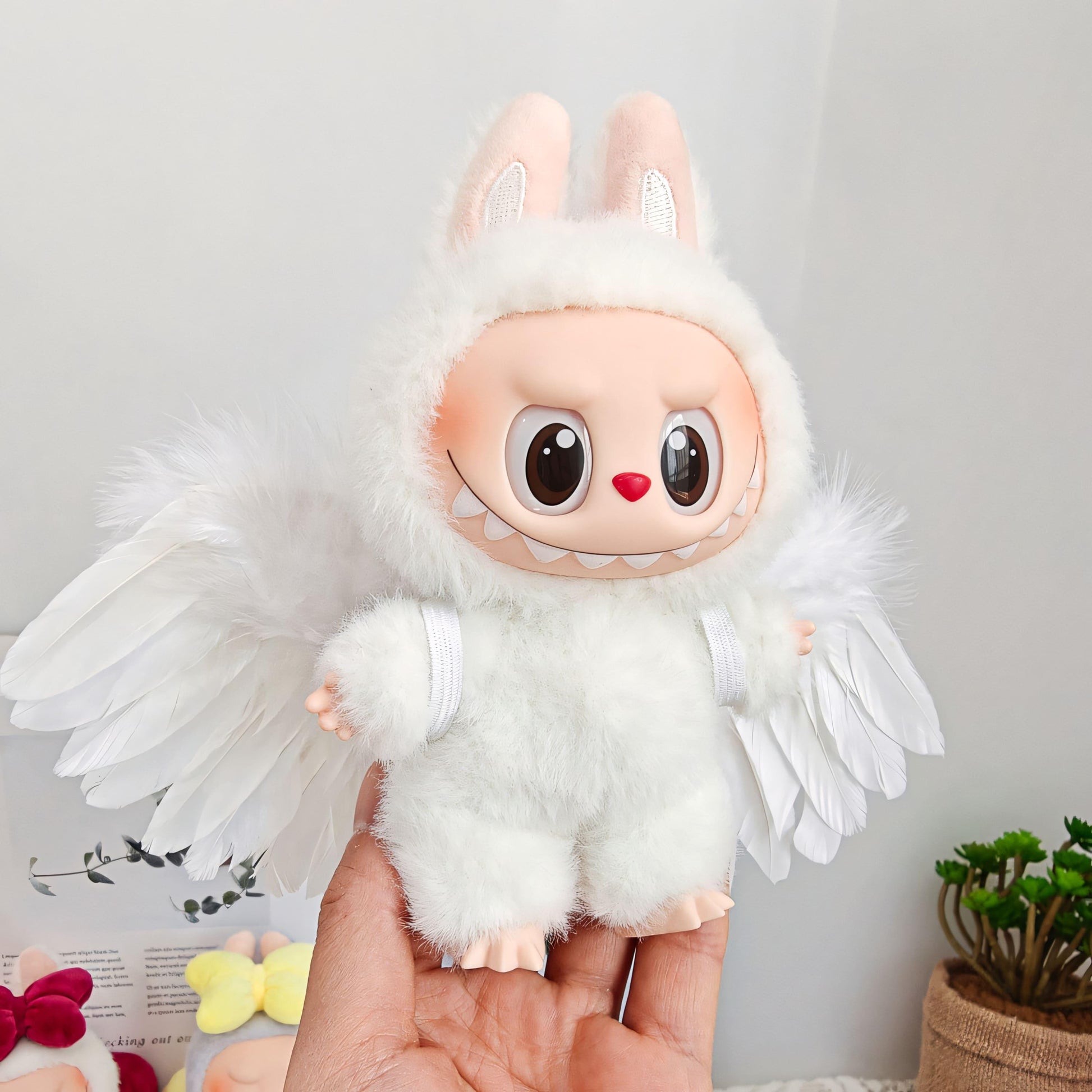 Labubu Doll Clothes White Black Angel Feather Wings Labubu Accessory Doll Not Included