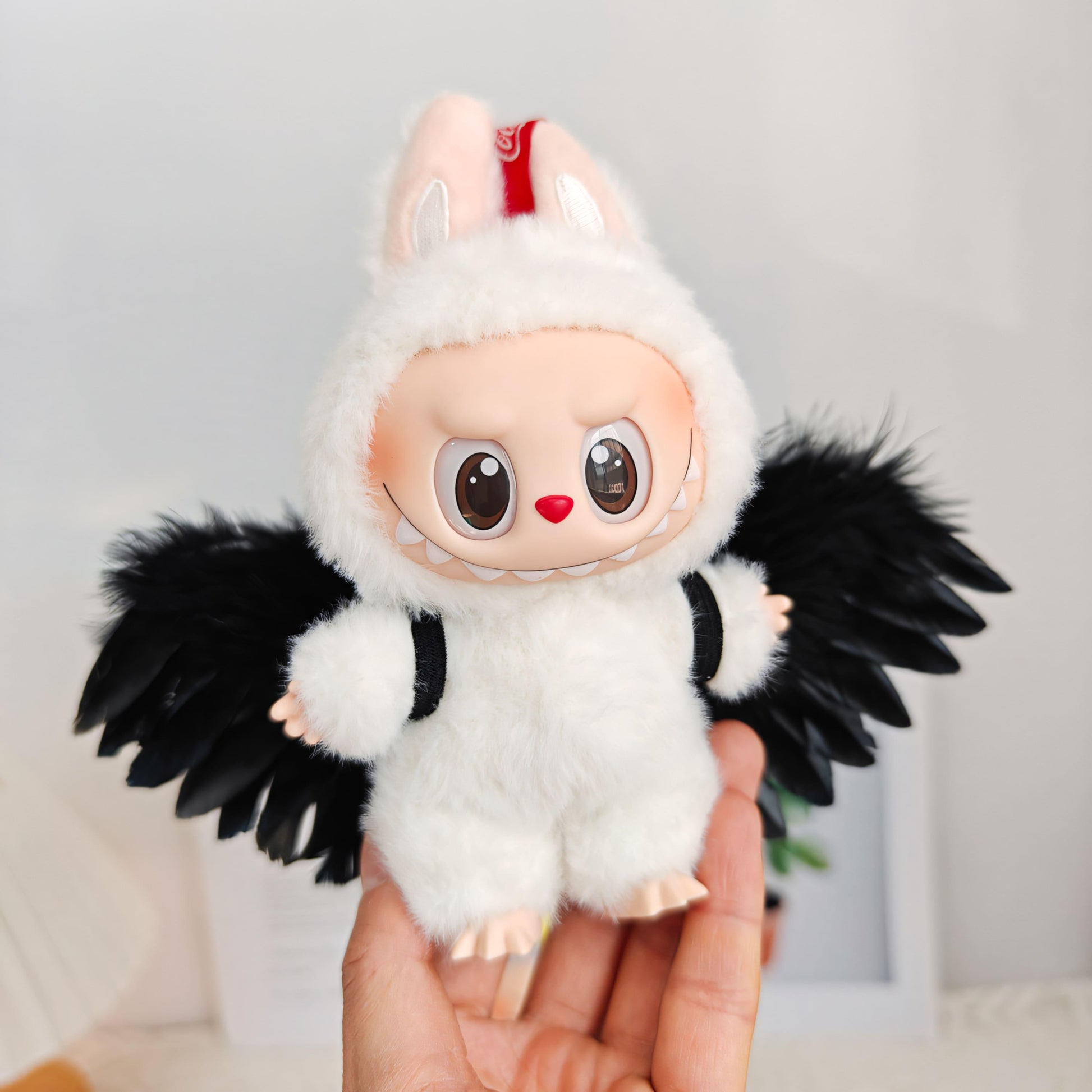 Labubu Doll Clothes White Black Angel Feather Wings Labubu Accessory Doll Not Included