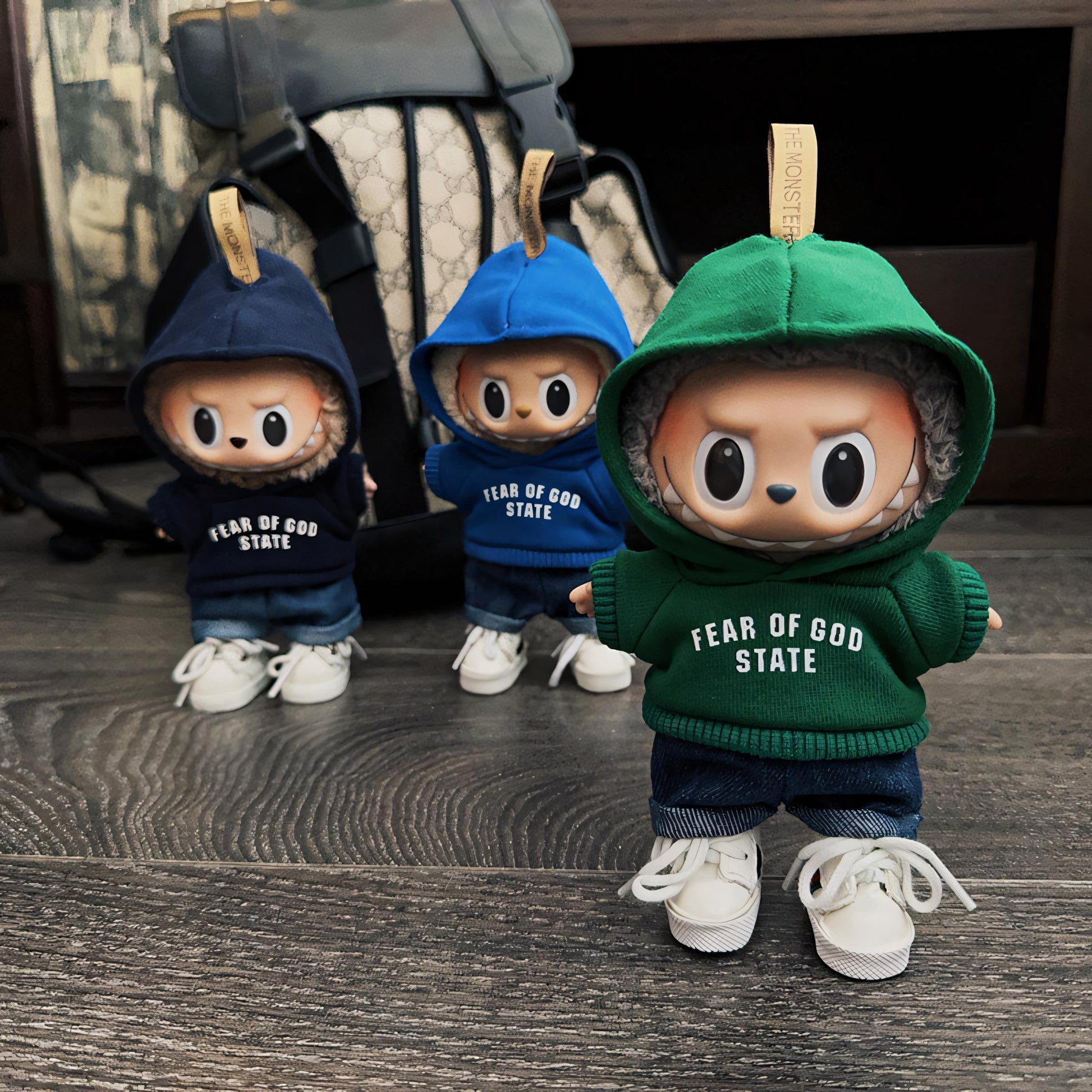 Labubu Doll Clothes Streetwear Hoodie Set with Denim Jeans and Sneakers Labubu Outfit Urban Style Doll Not Included
