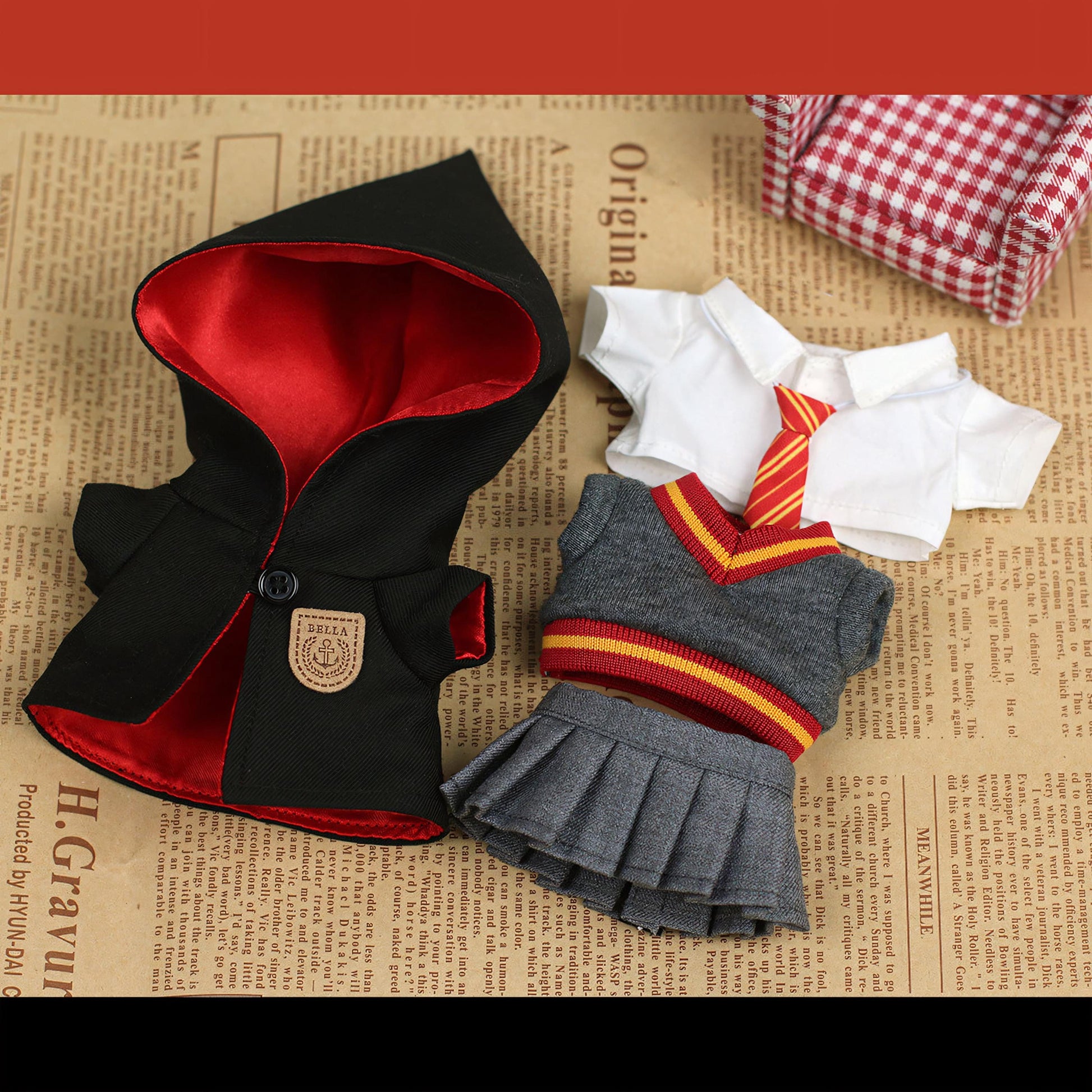 Pre-Order | Labubu Doll Clothes Wizard School Robe Outfit Set with Cloak and Tie Labubu Accessory Harry Potter Inspired Doll Not Included