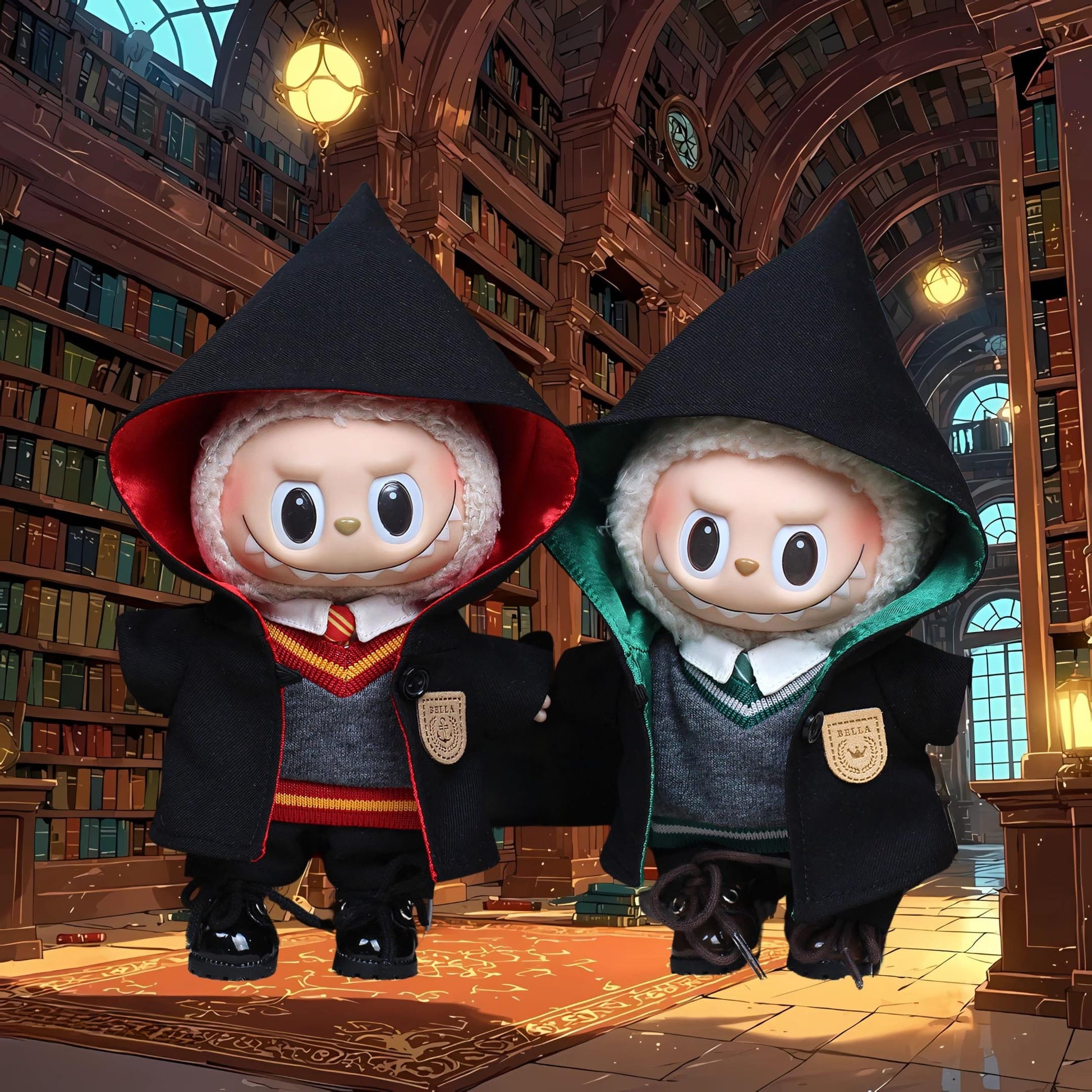 Pre-Order | Labubu Doll Clothes Wizard School Robe Outfit Set with Cloak and Tie Labubu Accessory Harry Potter Inspired Doll Not Included
