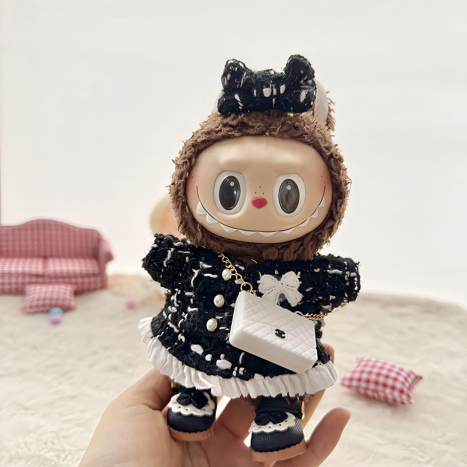 Labubu Doll Clothes Tweed Dress Set Classic Elegant Style Labubu Accessory Doll Not Included