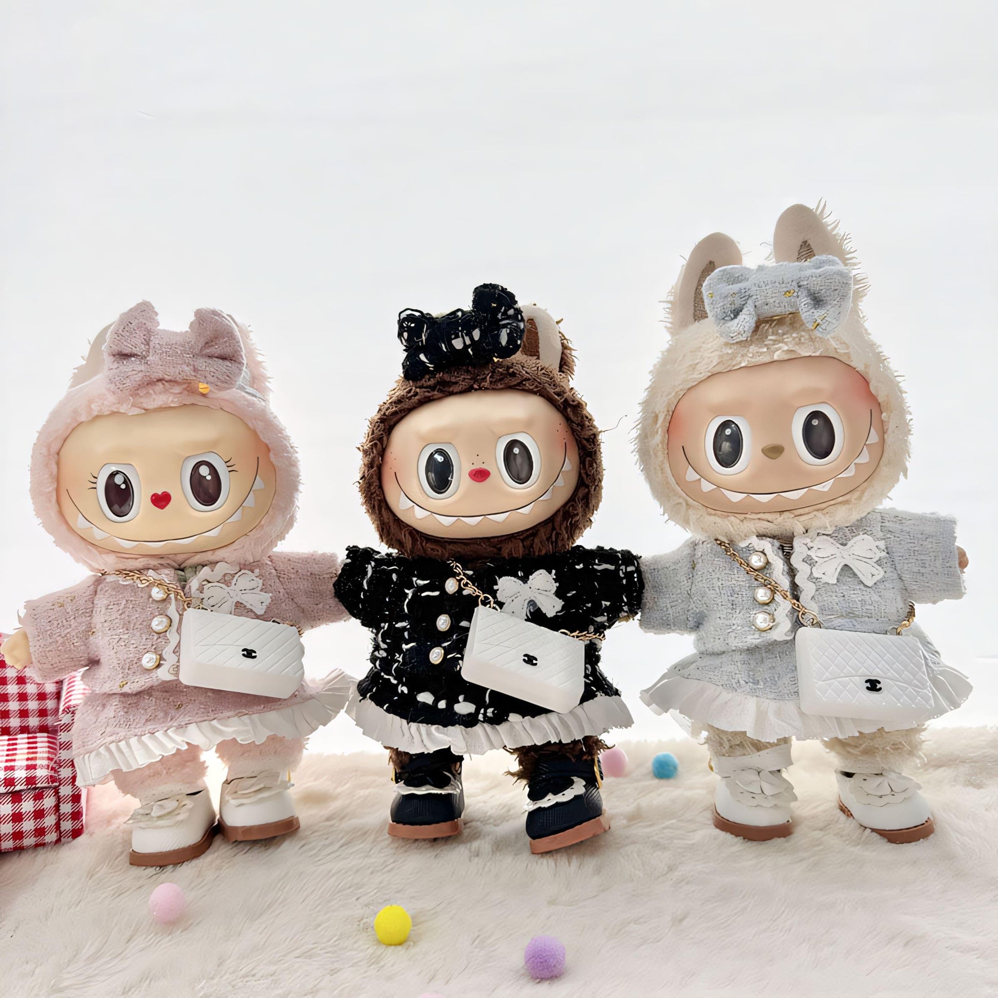 Labubu Doll Clothes Tweed Dress Set Classic Elegant Style Labubu Accessory Doll Not Included