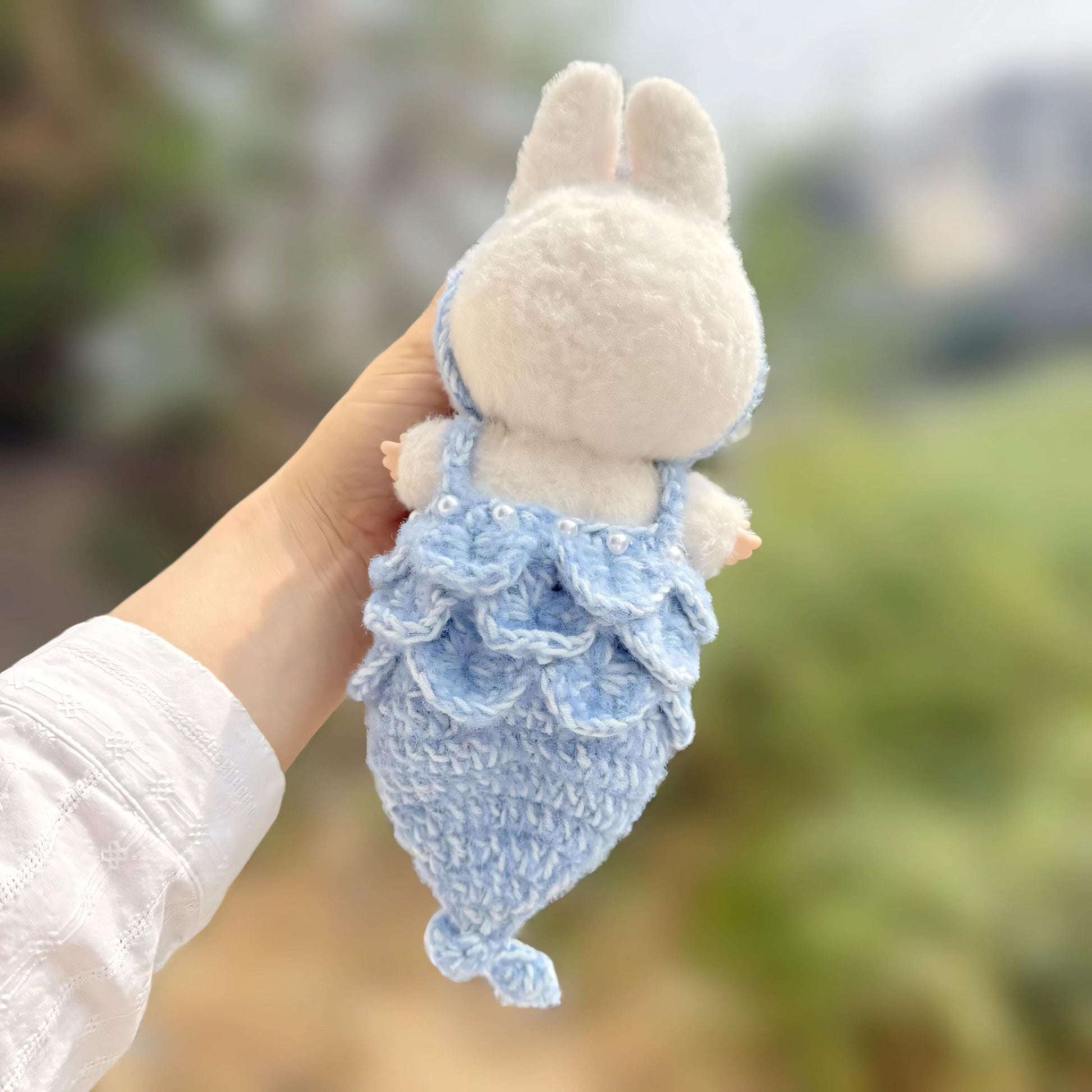 Pre-Order | Labubu Doll Clothes Mermaid Crochet Tail Outfit with Pearl Accents Handmade Labubu Accessory Doll Not Included