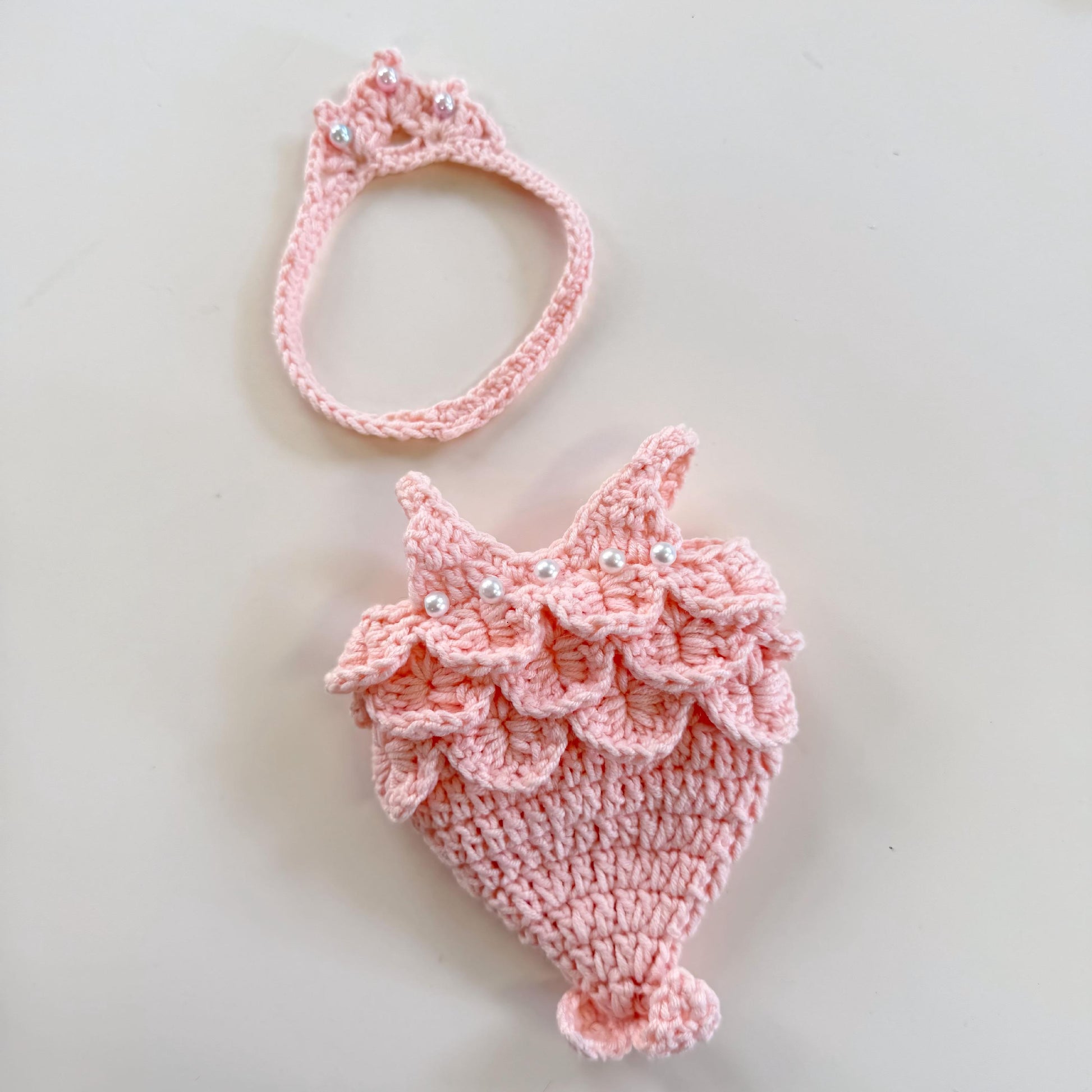 Pre-Order | Labubu Doll Clothes Mermaid Crochet Tail Outfit with Pearl Accents Handmade Labubu Accessory Doll Not Included
