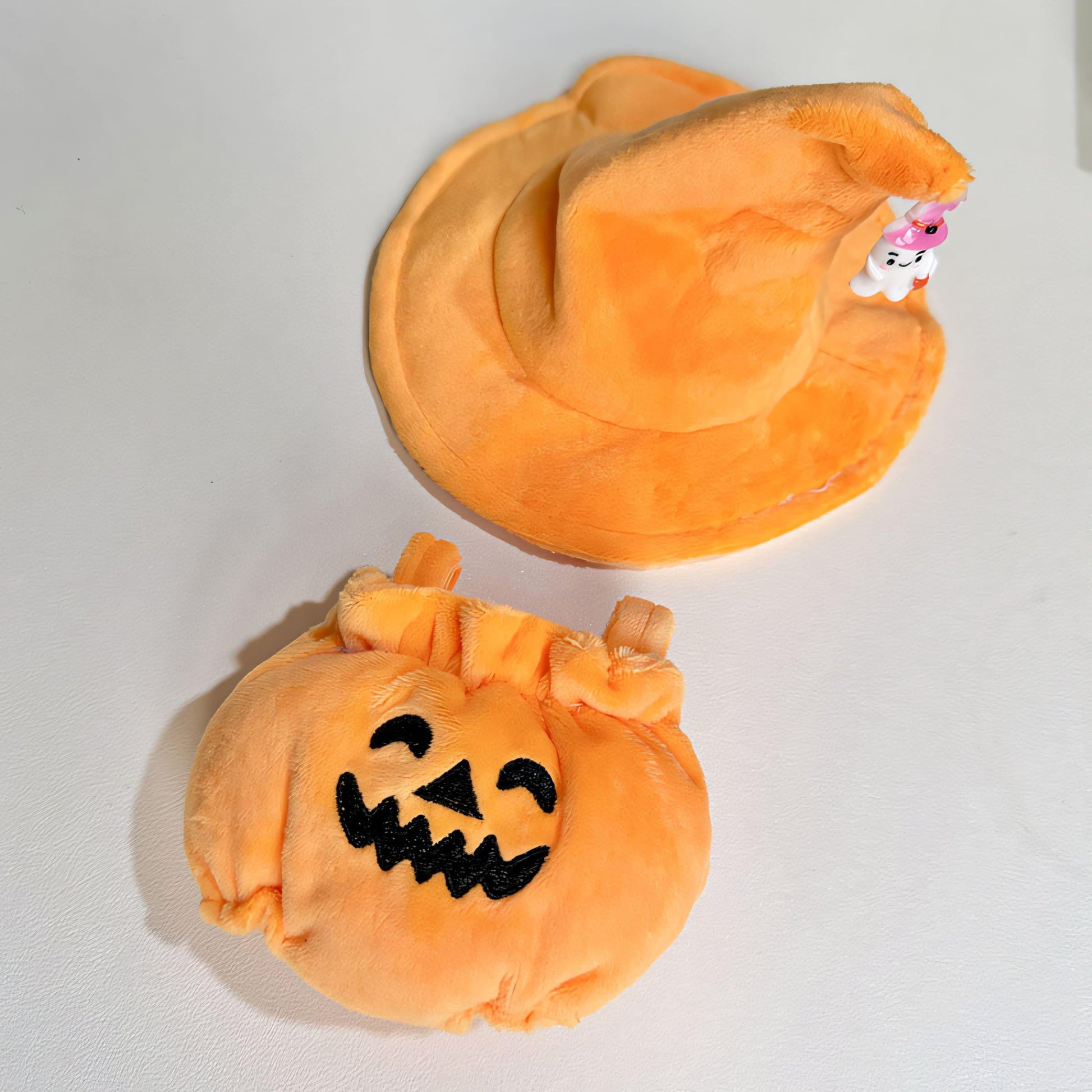 Halloween Pumpkin Outfit Labubu Doll Clothes with Witch Hat Plush Costume Set Labubu Accessory Doll Not Included