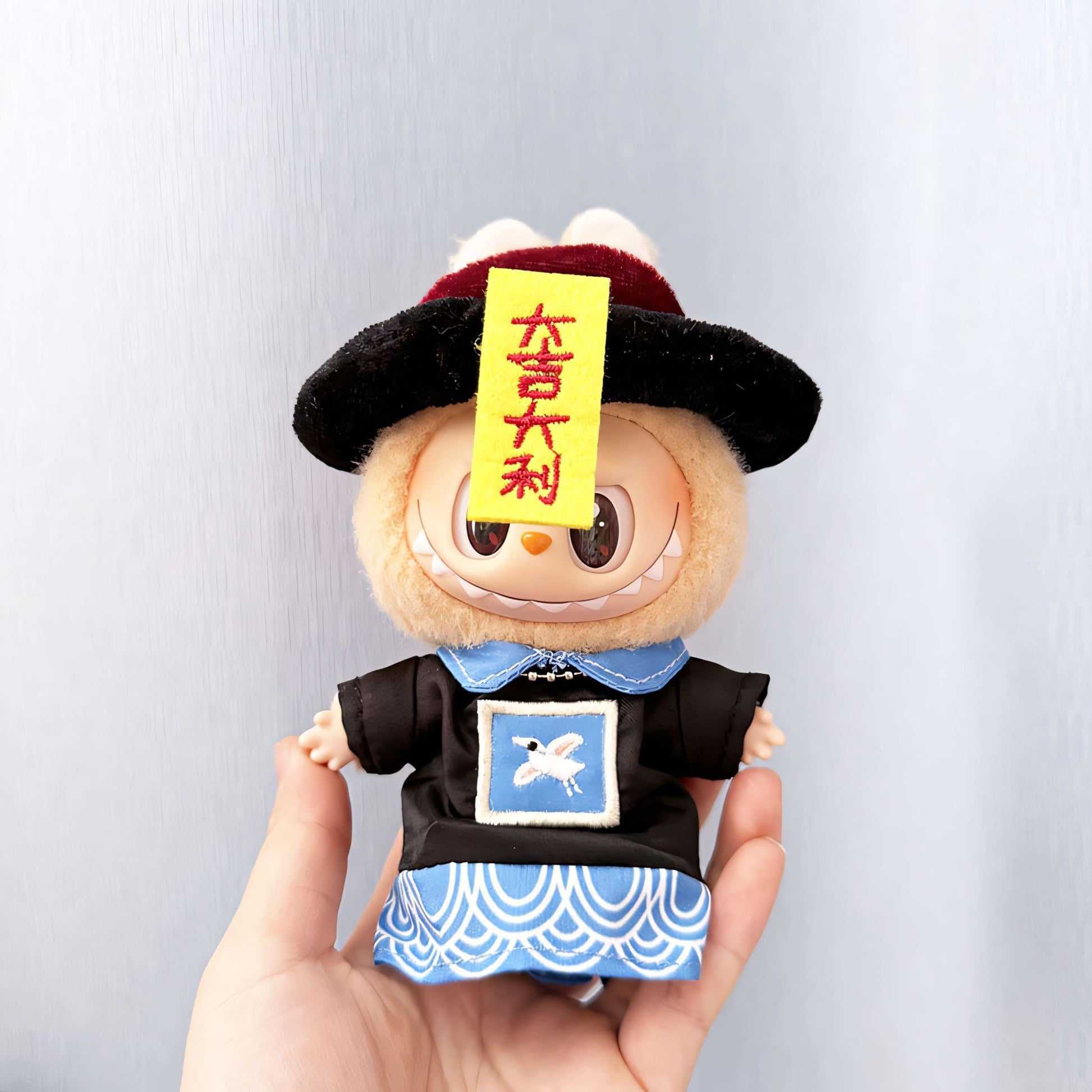 Labubu Doll Clothes Chinese Jiangshi Zombie Costume with Hat and Talisman Labubu Halloween Outfit Labubu Accessory Doll Not Included
