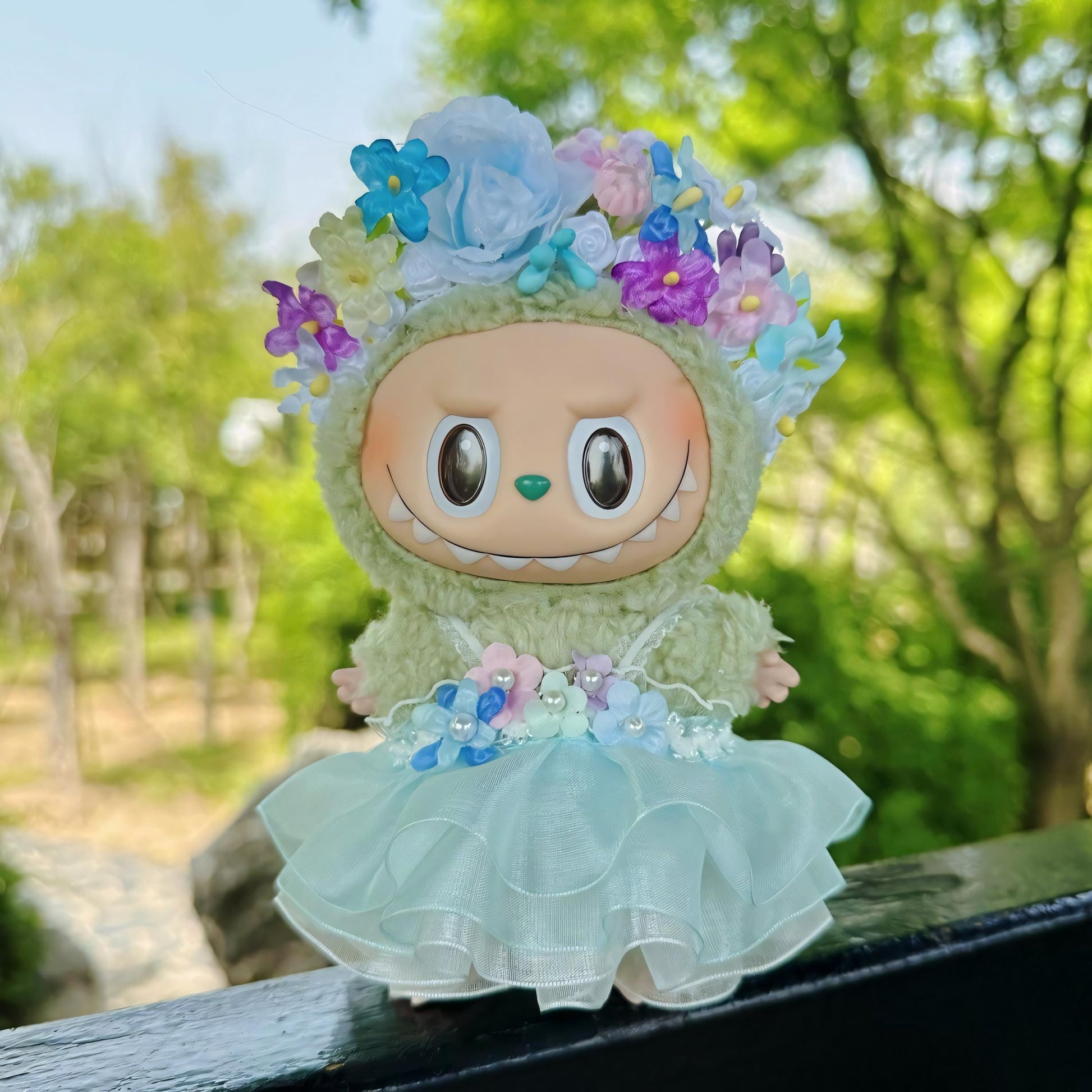 Labubu Doll Clothes Cottagecore Princess Dress with Flower Crown and Hairpin Labubu Accessory Doll Not Included