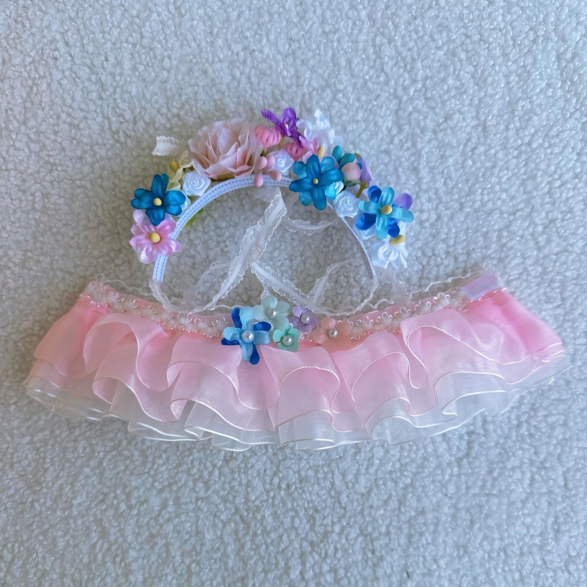 Labubu Doll Clothes Cottagecore Princess Dress with Flower Crown and Hairpin Labubu Accessory Doll Not Included