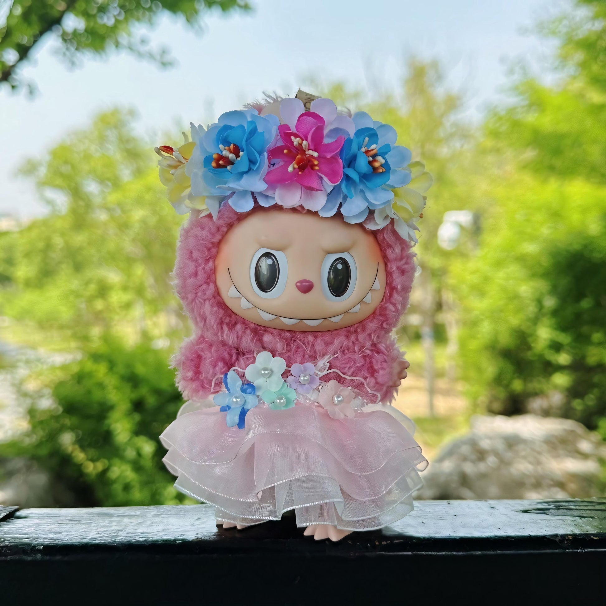 Labubu Doll Clothes Cottagecore Princess Dress with Flower Crown and Hairpin Labubu Accessory Doll Not Included