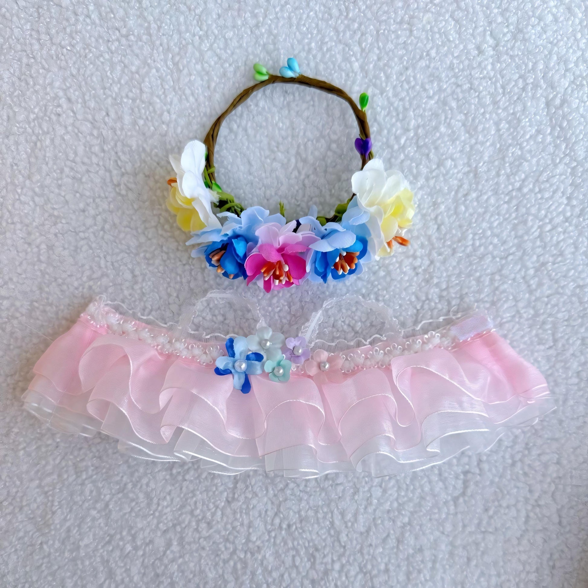 Labubu Doll Clothes Cottagecore Princess Dress with Flower Crown and Hairpin Labubu Accessory Doll Not Included