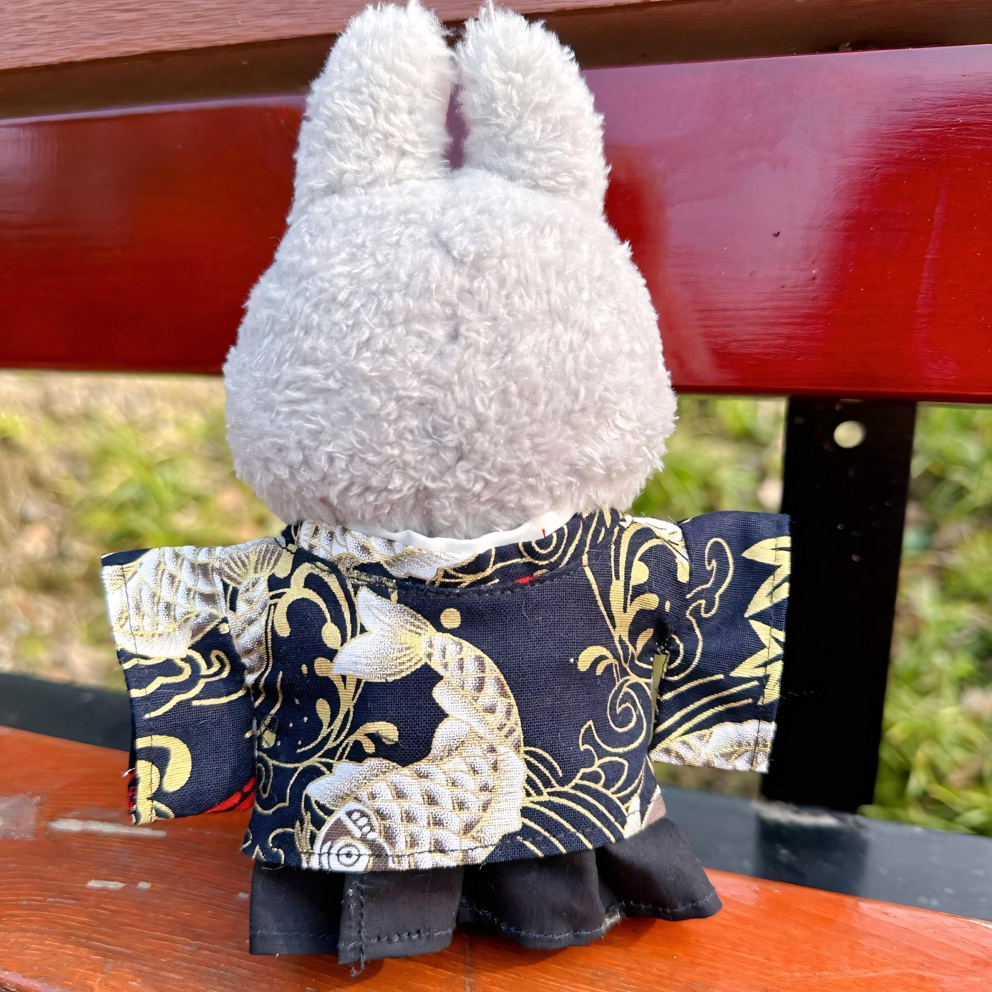 Labubu Doll Clothes Traditional Mens Kimono Outfit with Hakama Pants Labubu Accessory Doll Not Included