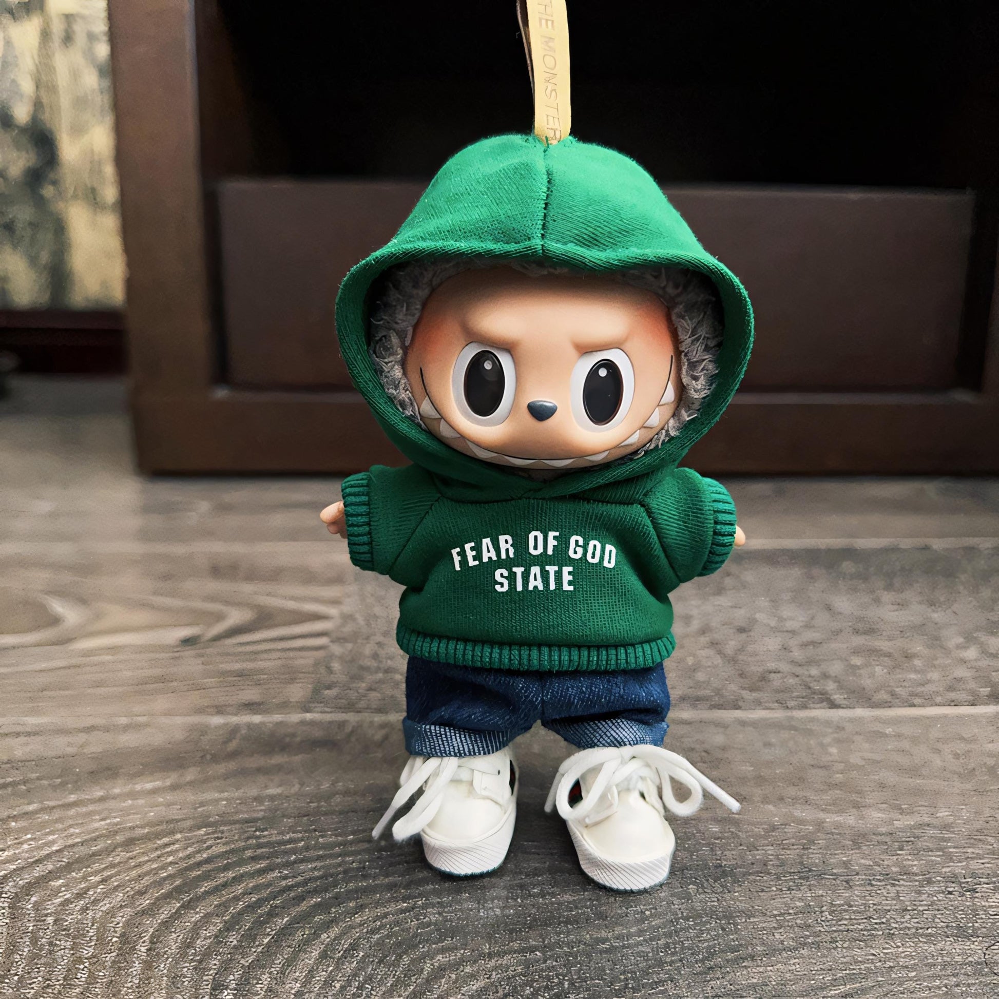 Labubu Doll Clothes Streetwear Hoodie Set with Denim Jeans and Sneakers Labubu Outfit Urban Style Doll Not Included