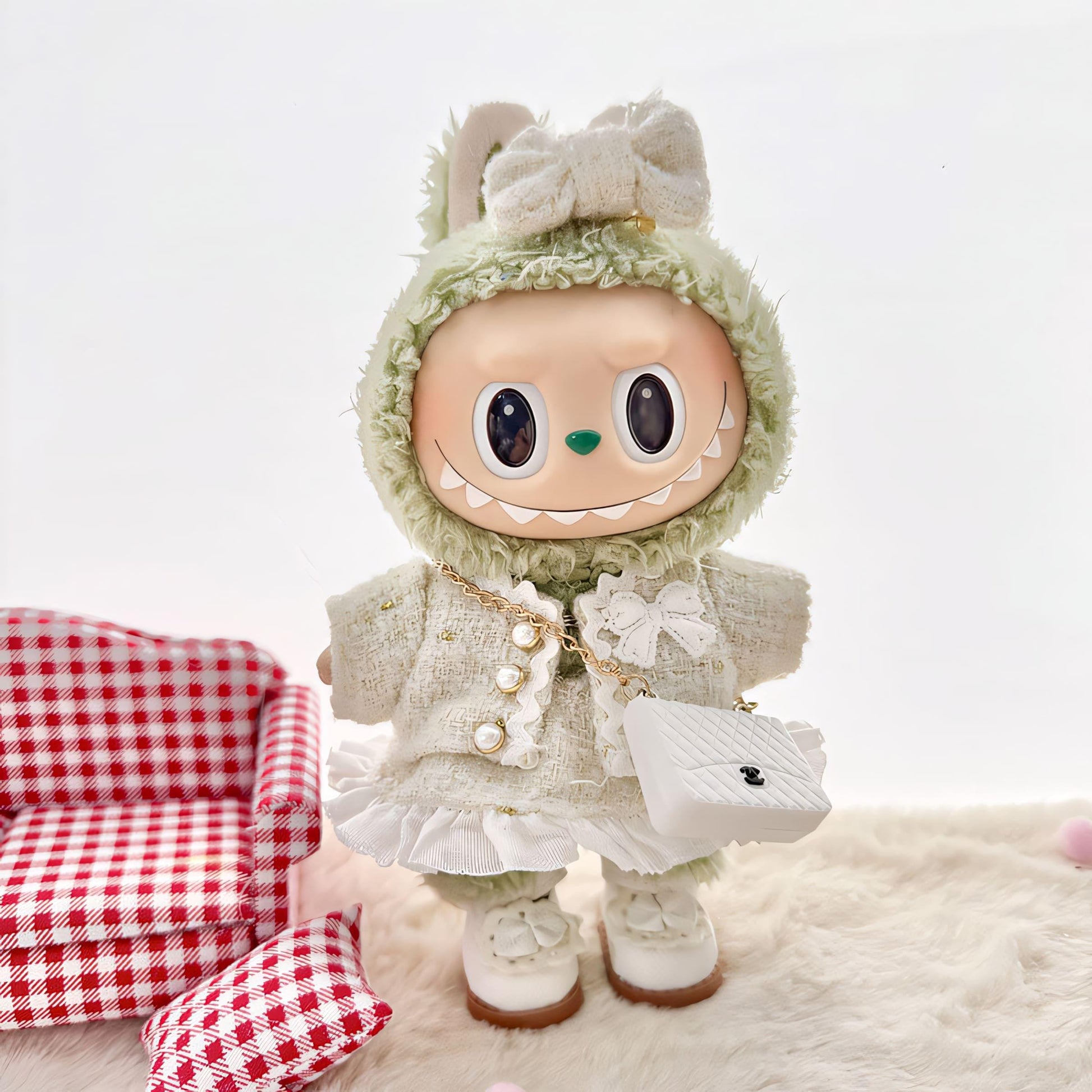 Labubu Doll Clothes Tweed Dress Set Classic Elegant Style Labubu Accessory Doll Not Included