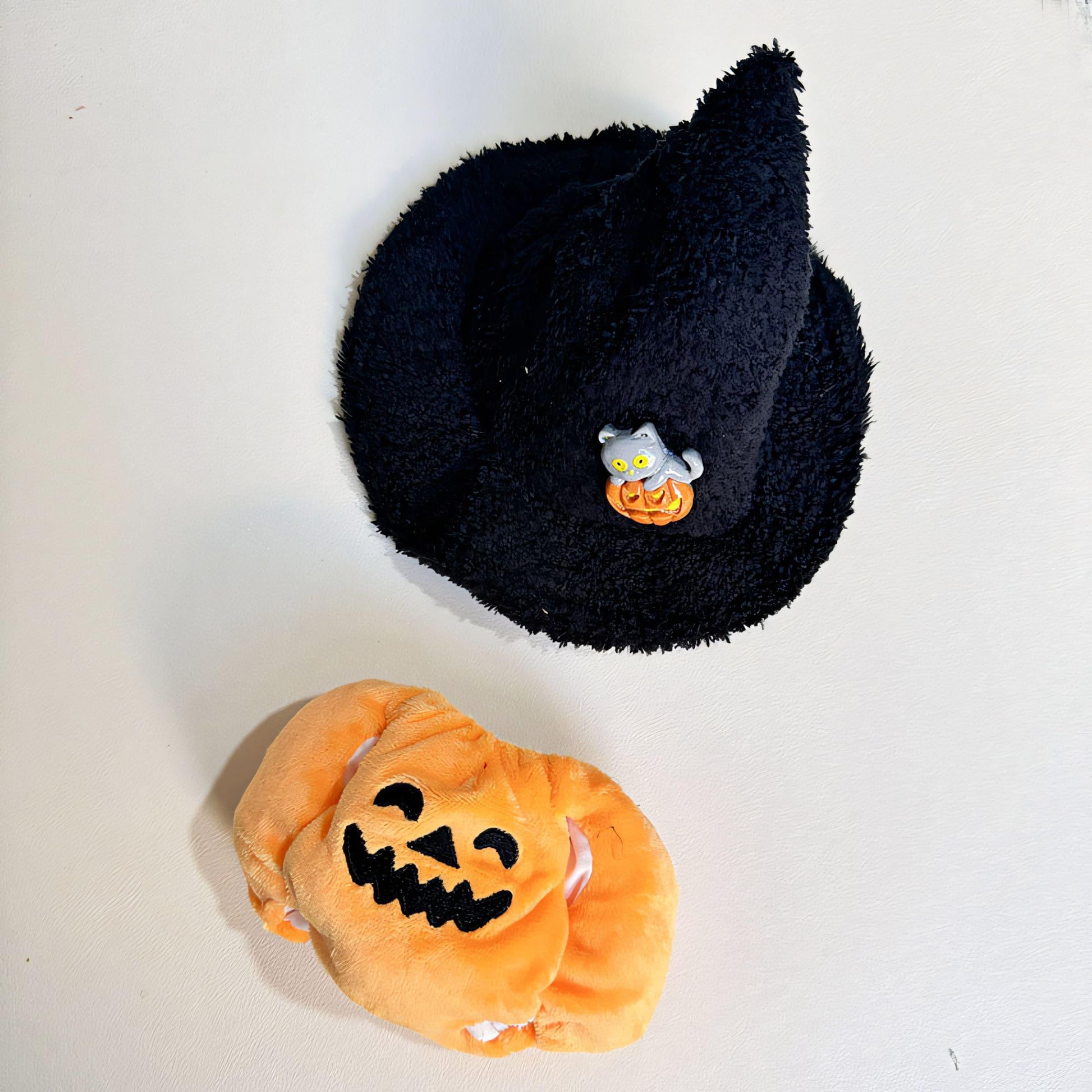 Halloween Pumpkin Outfit Labubu Doll Clothes with Witch Hat Plush Costume Set Labubu Accessory Doll Not Included