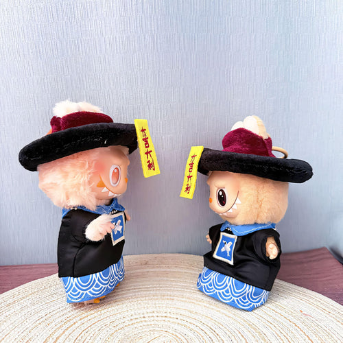 Labubu Doll Clothes Chinese Jiangshi Zombie Costume with Hat and Talisman Labubu Halloween Outfit Labubu Accessory Doll Not Included