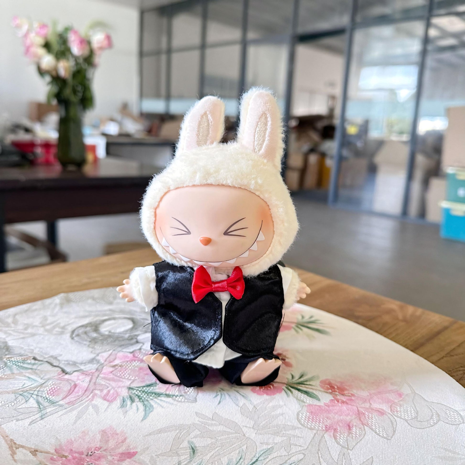 Labubu Doll Clothes Wedding Set with Tuxedo and Pink Bow Dress Bride and Groom Labubu Outfit Doll Not Included